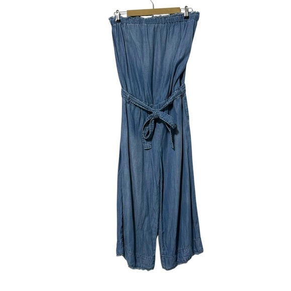 Cloth & Stone Chambray Strapless Wide Leg Jumpsuit Size Medium Boho Hippie - Picture 2 of 6